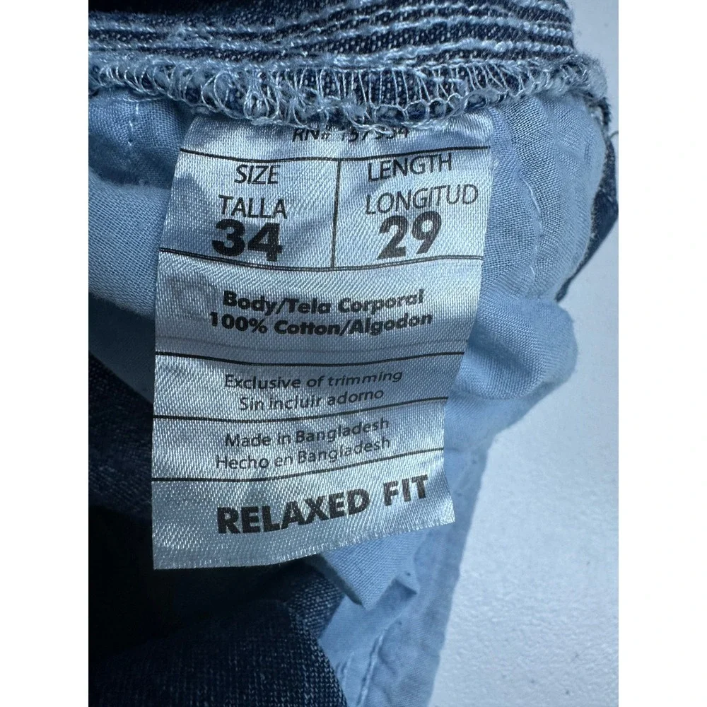 Real Work Mens Blue Denim Relaxed Fit Carpenter Bib Overalls 34W x 29L
